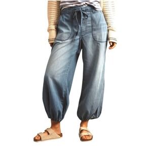 NEW Pilcro High Rise Parachute Tie Waist Jeans Women's Small Blue